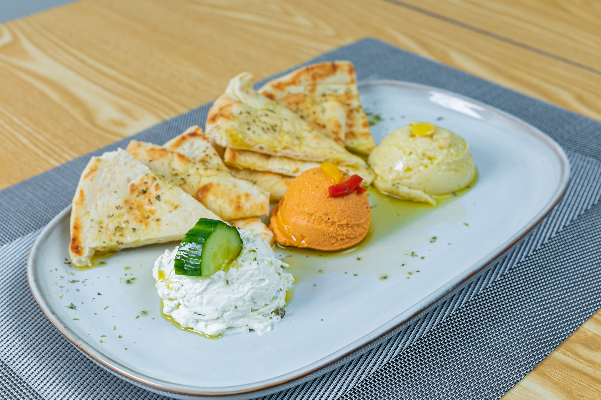 Mediterranean spreads and warm pita